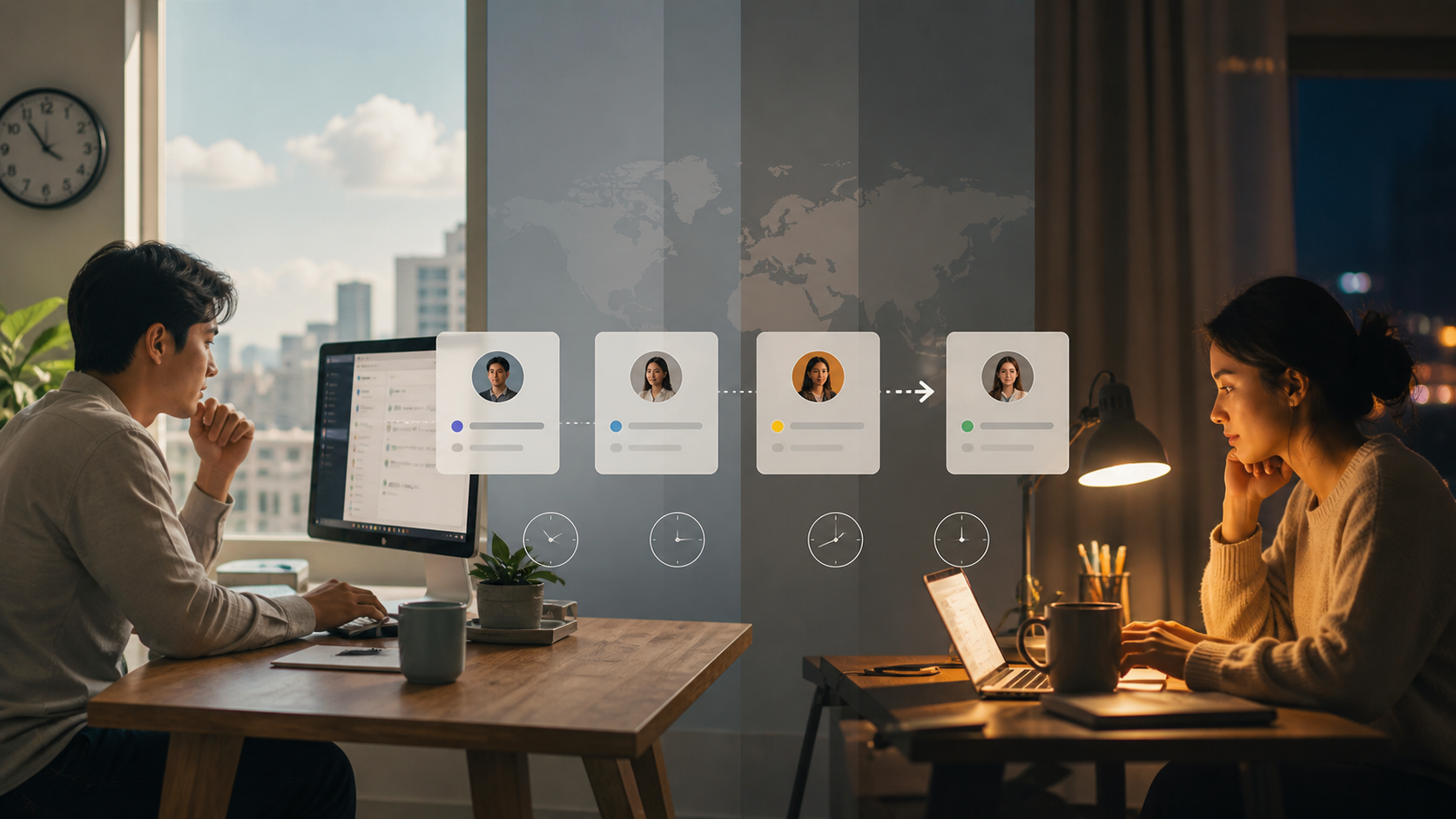 A cross-time-zone queue status note for outsourced operations